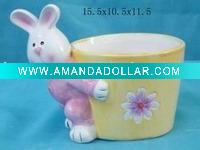Wholesale Ceramic planter w/Rabbit