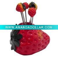 strawberry resin fruit fork