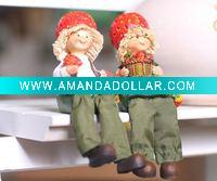 Artificial strawberry couple with cloth legs Resin Craft