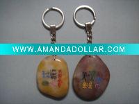 Wholesale Engraved stone key ring / carved stone mobile phone ring with picture image