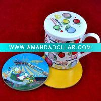 Wholesale promotional gifts round mdf glass tray