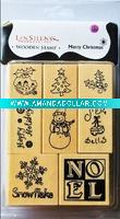 Wholesale Christmas Xmas wood stamp set / rubber stamp set