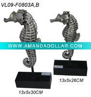 Wholesale polyresin Sea horse home Decoration w/wooden base