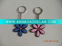 Wholesale souvenir gift silicone keyring rubber kechains flowers
