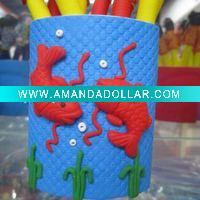 Wholesale Polymer clay red fish blue pen case
