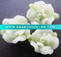 Polymer Clay Flower (M0318), light green rose femo flower