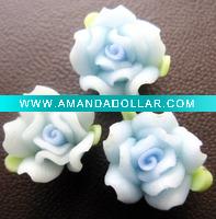 Polymer Clay Flower (M0318), light blue rose femo flower