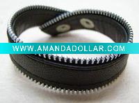 Wholesale kzb04 Zipper Leather Wristband