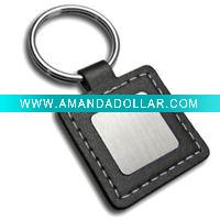 Wholesale New Style Metal Square Leather Keychain