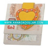 heart leather money clip