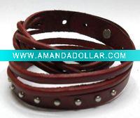Wholesale Woven Stud Leather Bracelet