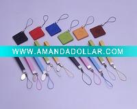 Wholesale PU mobile phone strap with metal