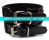 Wholesale Double Buckle Real Leather Bracelet
