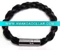 Wholesale Magnet Braided Genuine Leather Bracelet