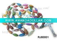 Wholesale Natural Coconut Religious Necklace with Alloy Metal Cross