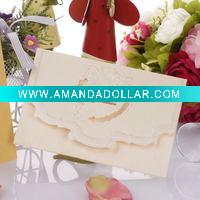 Wholesale new arrival wedding invitation with embossed rose and heart window -- W079R