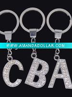Wholesale Crystal letter key chain