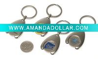 Wholesale Trolley Coin Holder Metal Keyring Metal Token Keychain debossed logo