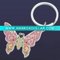 Wholesale Fashion promotional enamel buttefly metal key ring /key chain
