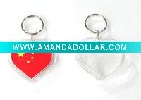 Love shape acrylic key ring