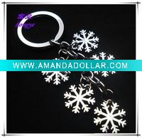 Wholesale Metal fancy keychains Christmas chains snowflate keychains