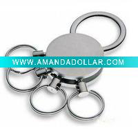 Wholesale Metallic Keychain with 4pcs Keyring