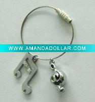 Wholesale stainless steel wire music keyring