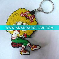 Wholesale plastic key chain, cartoon soft pvc keyring