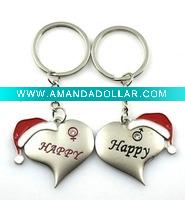 Wholesale Christmas shape silver jewellery key ring