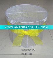 Wholesale round organza gift box with ribbon bow 26k1206A