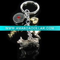 Wholesale New Standing Cat pet 5 Charms Keychain key ring gift