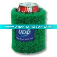 grass can cooler stubby with PVC patch badge