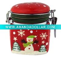 ceramic christmas snowman airtight canister