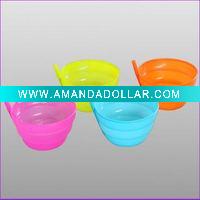 plastic bowl with straw