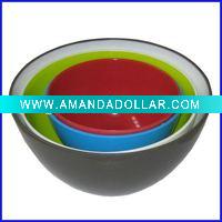 Plastic salad bowl set