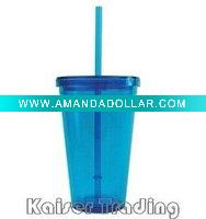 Wholesale Plastic tumbler with lid and straw