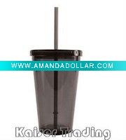 Wholesale Plastic mug with lid and straw