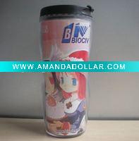 Wholesale 300ml advertising plastic mug with colorful paper insert BL-5077