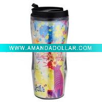 Wholesale 12oz plastic coffee mug with papercard,travel mug