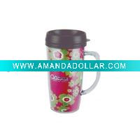 Wholesale 400ml plastic coffee mug with papercard,travel mug