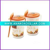 Drinking plastic lock cup with spoon