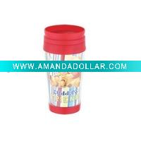 Wholesale 400ml plastic coffee mug with papercard,travel mug