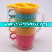 plastic water pitcher set with 4 cups