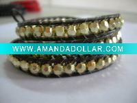 Wholesale gold wrap bracelet,gold faced beads ,fashion jewelry