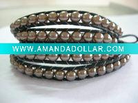 Wholesale grey wrap bracelet,grey pearl beads ,fashion jewelry