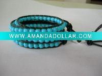 Wholesale blue wrap bracelet,blue acrylic beads ,fashion jewelry