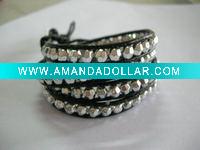 Wholesale sliver wrap bracelet,sliver faced beads ,fashion jewelry