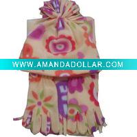 Wholesale kid's set fleece scarf hat gloves