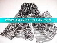 Wholesale scarf with black & white zebra stripe print in fashionable