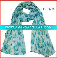 Wholesale rectangular printed polyester scarf